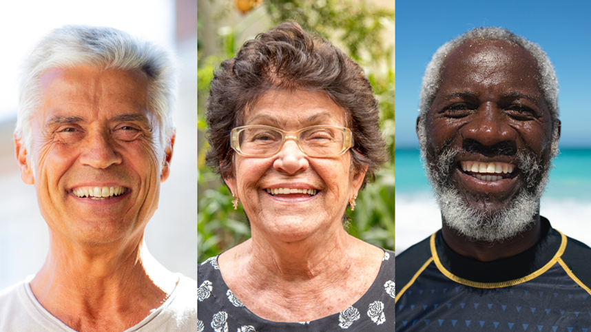 Three happy older people