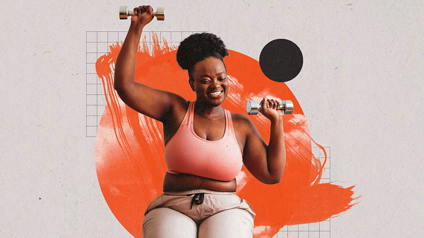 Woman, Smiling, Lifting Weights